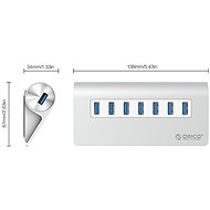 Orico USB-A Hub 7xUSB 3.0 Ergonomic with power suply - USB Hub