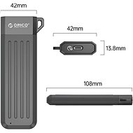 ORICO MM2C3-G2 USB 3.1 Gen2 Type-C M.2 NVMe SSD Enclosure, šedý - Externí box