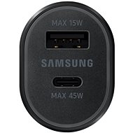 Samsung Duální autonabíječka s podporou superrychlého nabíjení 45W a dvěmi konektory USB-C a USB-A - Nabíječka do auta