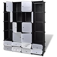 Modulární skříň s 18 přihrádkami černobílá 37 × 146 × 180,5 cm - Šatní skříň