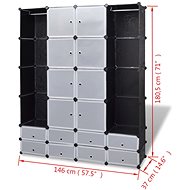 Modulární skříň s 18 přihrádkami černobílá 37 × 146 × 180,5 cm - Šatní skříň