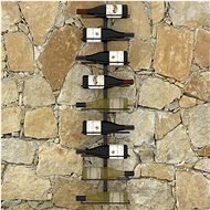 Nástěnný stojan na víno na 9 lahví černý železný - Stojan na víno
