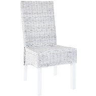 Jídelní židle 4 ks šedé ratan kubu a mangovníkové dřevo - Jídelní židle
