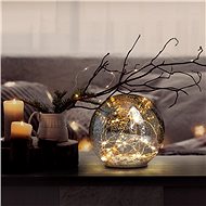 LED skleněná vánoční koule, 20LED, měděná struktura, 3x AAA, IP20 - Vánoční osvětlení