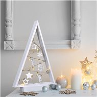 LED dřevěný vánoční stromek s ozdobami, 15LED, přírodní dřevo, 37cm, 2x AA - Vánoční osvětlení