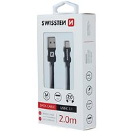 Swissten textilní datový kabel USB-C 2m černý - Datový kabel