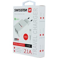 Swissten síťový adaptér SMART IC 2.1A + kabel USB-C 1.2m bílý - Nabíječka do sítě
