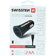 Swissten adaptér 2.4A + kabel lightning 1.2m - Nabíječka do auta
