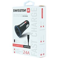 Swissten adaptér 2.4A + kabel lightning 1.2m - Nabíječka do auta