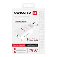 Swissten síťový adaptér PD 25W pro iPhone a Samsung bílý - Nabíječka do sítě