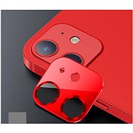USAMS US-BH703 Metal Camera Lens Glass Film for iPhone 12 red - Ochranné sklo