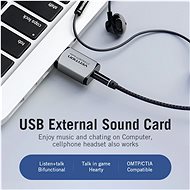 Vention USB External Sound Card Gray Metal Type (OMTP-CTIA) - Externí zvuková karta