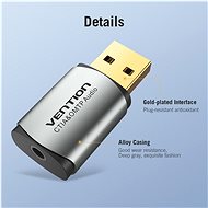 Vention USB External Sound Card Gray Metal Type (OMTP-CTIA) - Externí zvuková karta