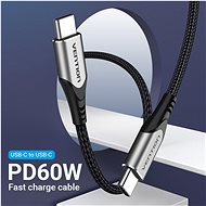 Vention Type-C (USB-C) 2.0 (M) to USB-C (M) Cable 1.5M Gray Aluminum Alloy Type - Datový kabel