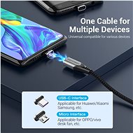 Vention 2-in-1 USB 2.0 to Micro + USB-C Male Magnetic Cable 5A 0.5m Gray Aluminum Alloy Type - Datový kabel