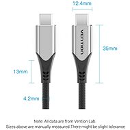 Vention Nylon Braided Type-C (USB-C) Cable (4K / PD / 60W / 5Gbps / 3A) 1m Gray - Datový kabel