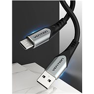 Vention Luxury USB 2.0 -> microUSB Cable 3A Gray 0.25m Aluminum Alloy Type - Datový kabel
