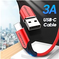 Vention Type-C (USB-C) <-> USB 2.0 Cable 3A Red 1m Aluminum Alloy Type - Datový kabel