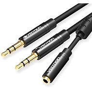 Vention 2x 3.5mm (M) to 4-Pole 3.5mm (F) Stereo Splitter Cable 0.3m Black Metal Type - Redukce