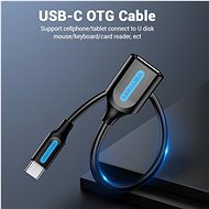 Vention USB-C (M) to USB (F) OTG Cable 0.15m Black PVC Type - Redukce