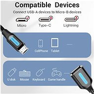 Vention Micro USB (M) to USB (F) OTG Cable 0.15M Black PVC Type - Redukce