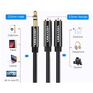 Vention 3.5mm Male to 2x 3.5mm Female Stereo Splitter Cable 0.3m Black ABS Type - Redukce