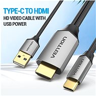Vention Type-C (USB-C) to HDMI Cable with USB Power Supply 2m Black Metal Type - Video kabel