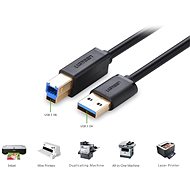 Ugreen USB 3.0 A (M) to USB 3.0 B (M) Data Cable Black 1m silver - Datový kabel