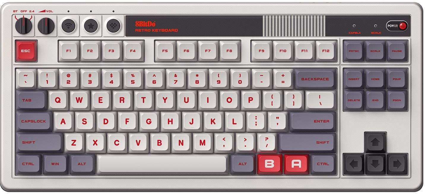 Herná klávesnica 8BitDo Retro Mechanical Keyboard (N Edition) + Dual Super Buttons ...