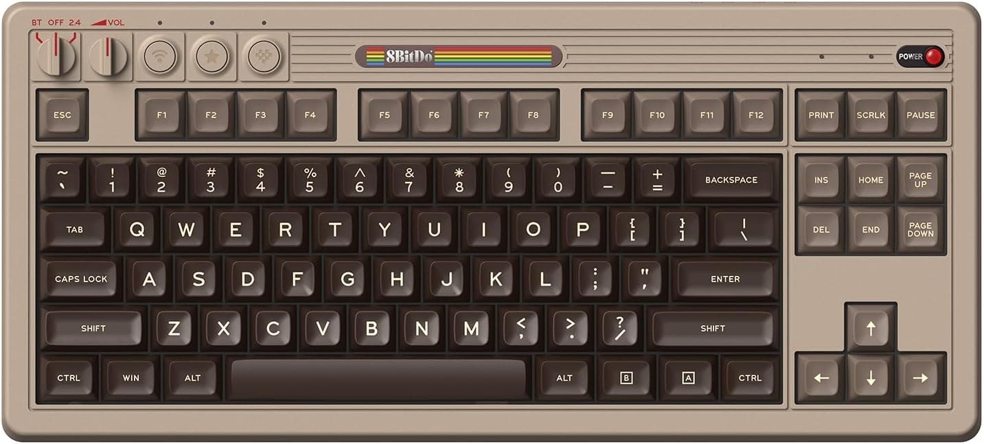 Gaming-Tastatur 8BitDo Retro Mechanical Keyboard (C64 Edition) + Dual Super Buttons ...