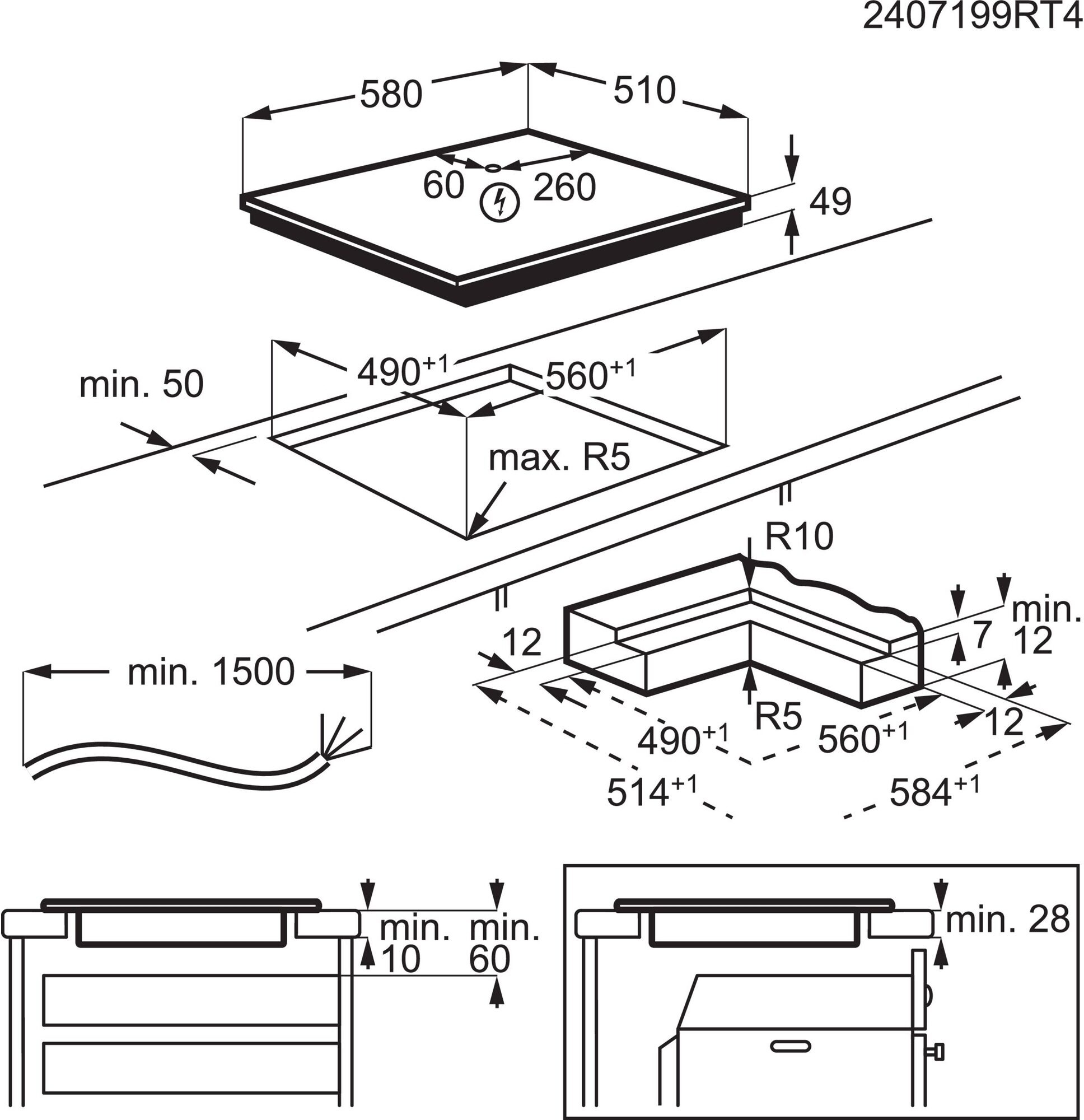 Cooktop AEG TO64IA0AIT Technical draft