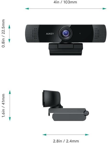 Webkamera Aukey PC-LM1E 1080p FHD Webcam Live Streaming Camera with Stereo Microphone Technický nákres