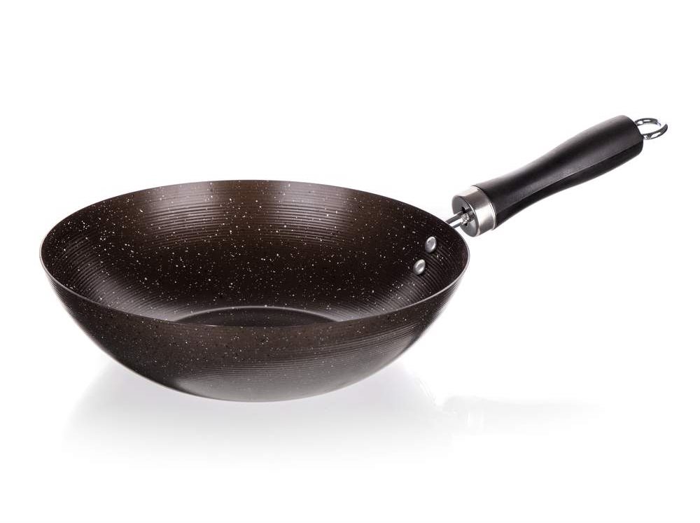 Wok BANQUET GRANITE WOK Pan with Non-stick Surface, Brown 25cm ...