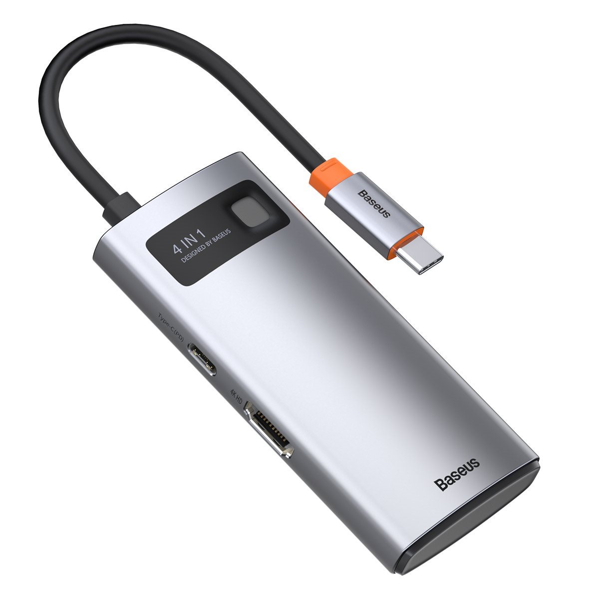 Docking Station Baseus Metal Gleam Series 4-in-1 Multifunctional Type-C HUB Docking Station Grey Lateral view