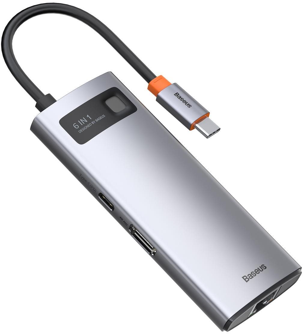 Docking Station Baseus Metal Gleam Series 6-in-1 Multi-functional Type-C HUB Docking Station Grey Lateral view