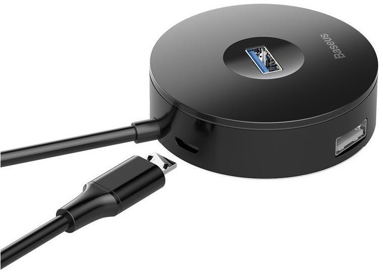 USB Hub Baseus Round Box HUB adapter Type-C 10cm, Black Lateral view
