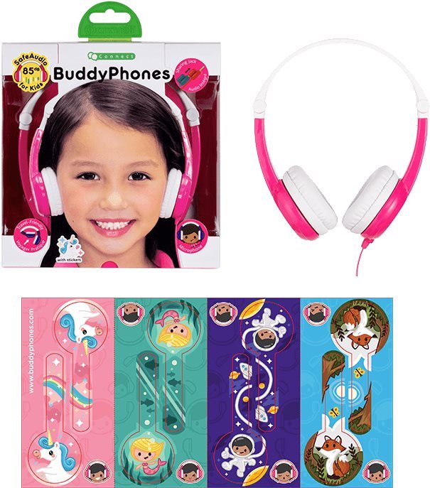 Fej-/fülhallgató BuddyPhones Connect, rózsaszín Csomagolás/doboz