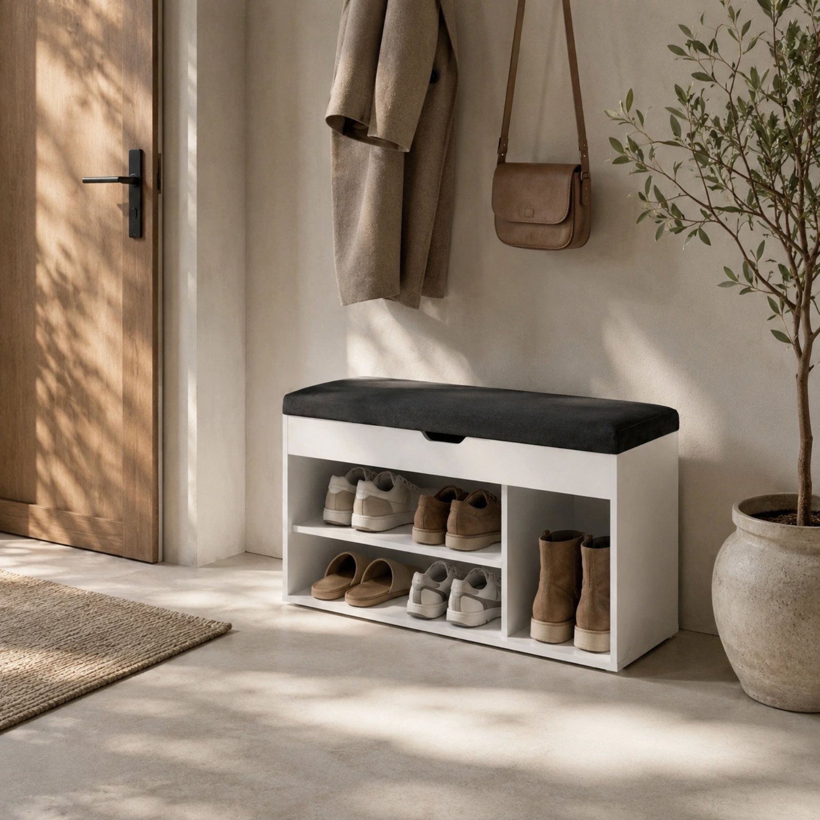 Shoe Rack BOXIMO Tria Shoe rack with seat 80 × 43 × 30 cm ...