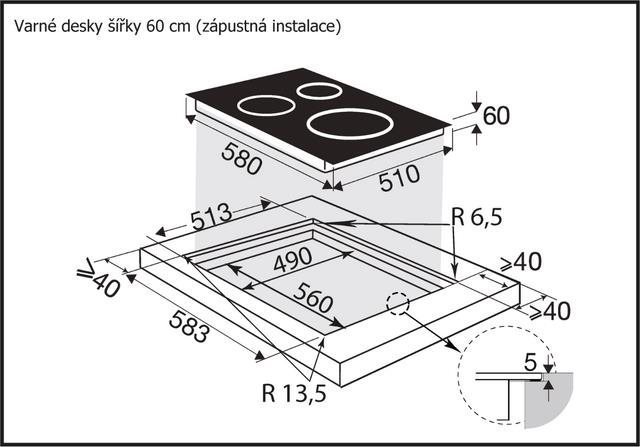 Cooktop BRANDT BPI164DUW Technical draft