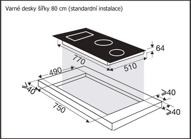 Cooktop BRANDT BPI184HUB Technical draft
