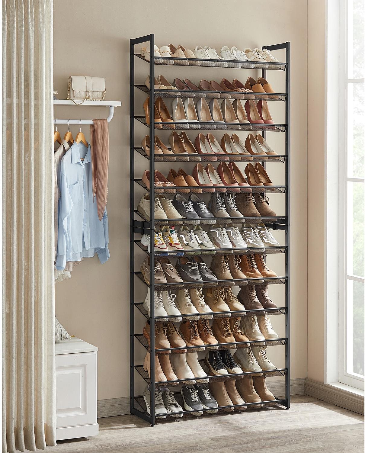 Shoe Rack Houseland Dancer metal, 12 shelves, black ...