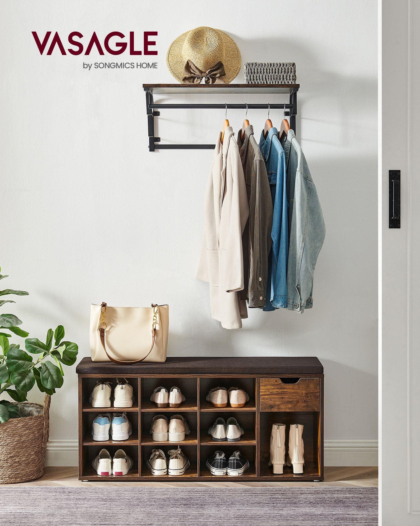 Shoe Rack Houseland Vasagle Crypto with bench, brown/black ...