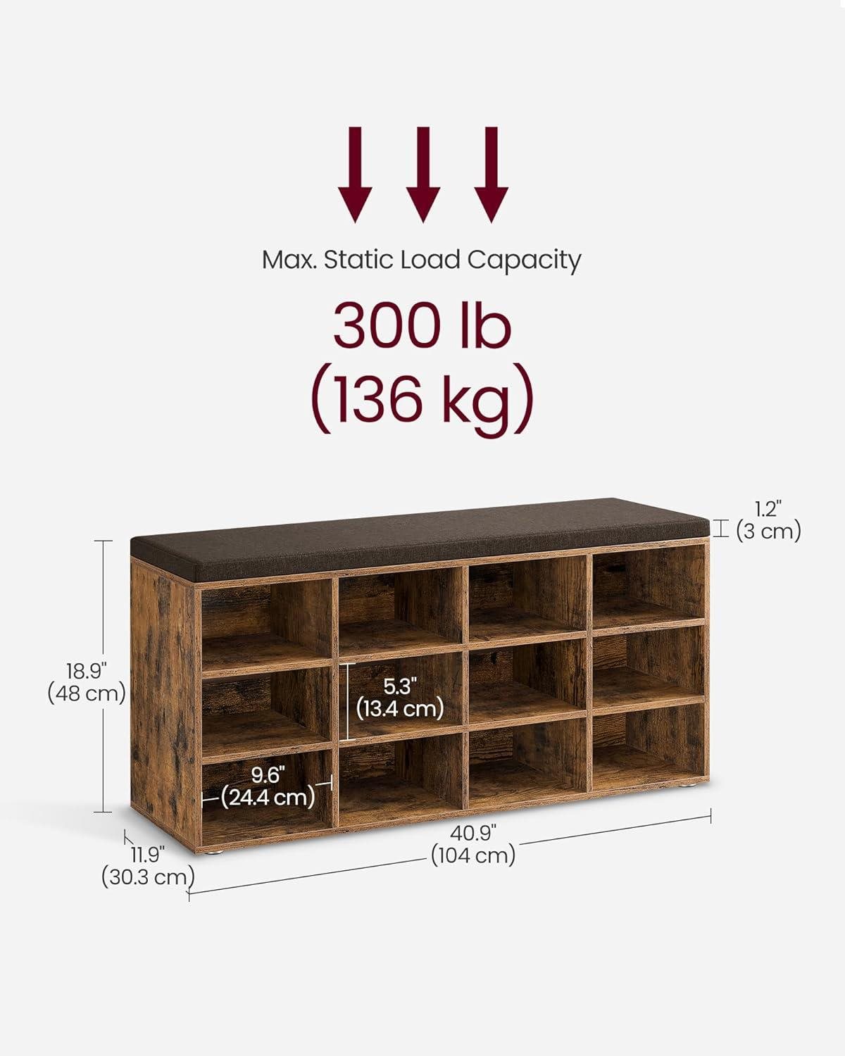 Shoe Rack Houseland Vasagle Endersen, 104 cm, brown/black ...