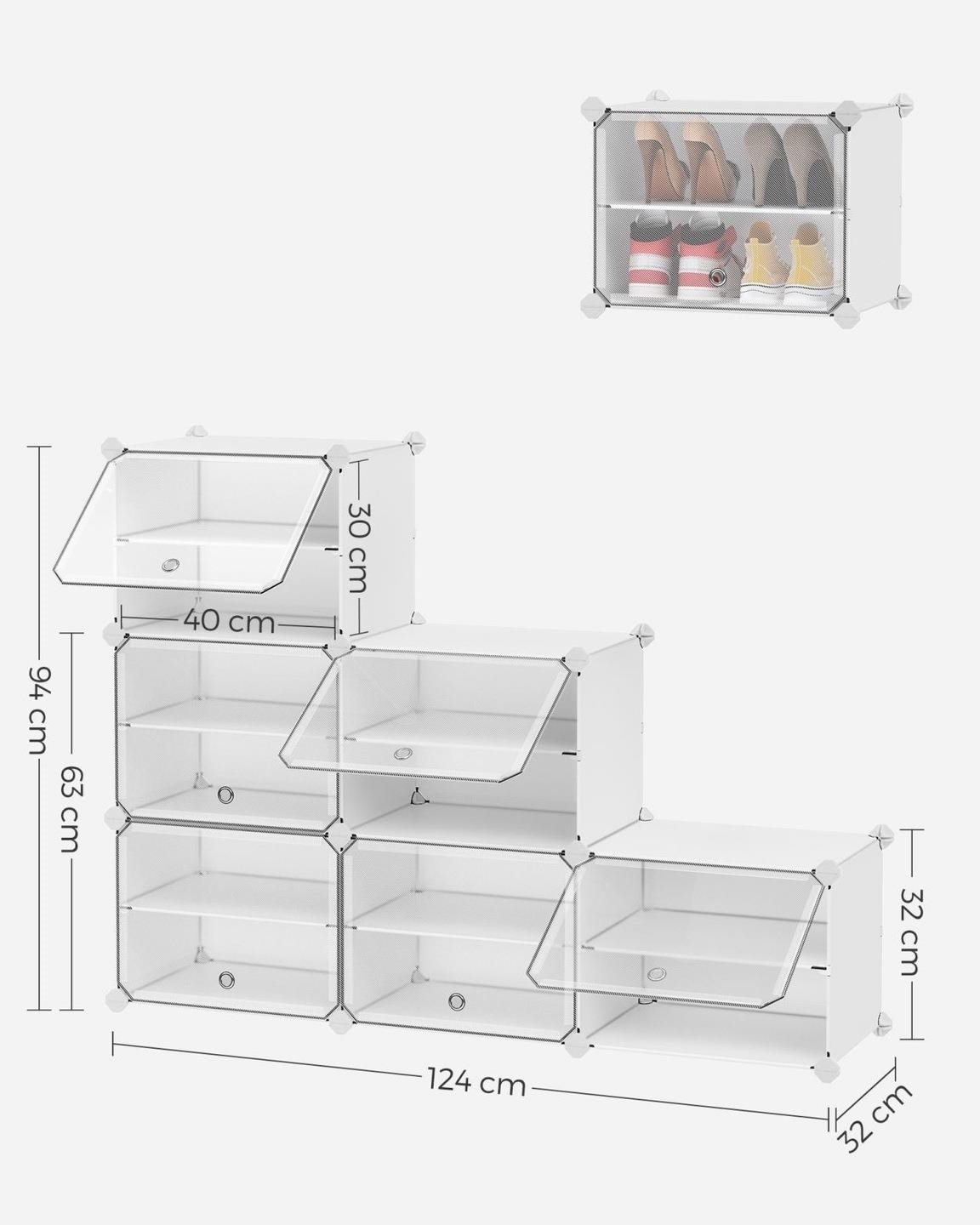 Shoe Rack Houseland Lux, modular shoe rack, clear ...