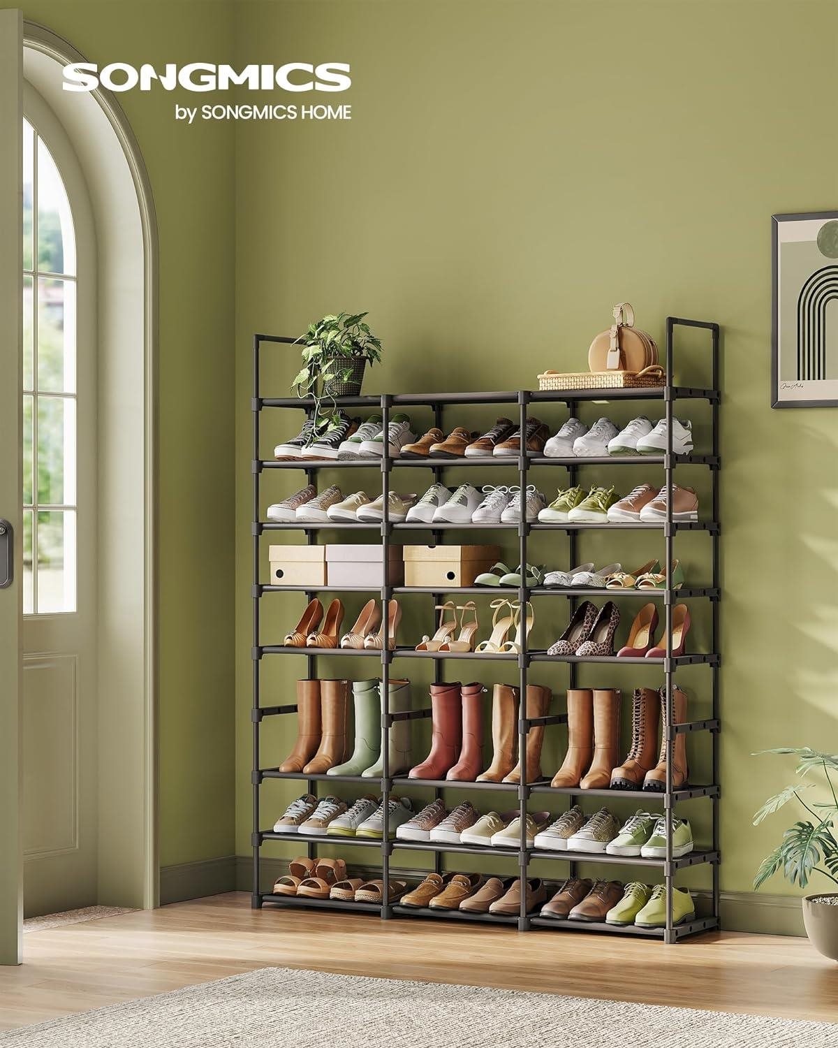 Shoe Rack Houseland Dego adjustable shoe rack, 129 cm, black ...