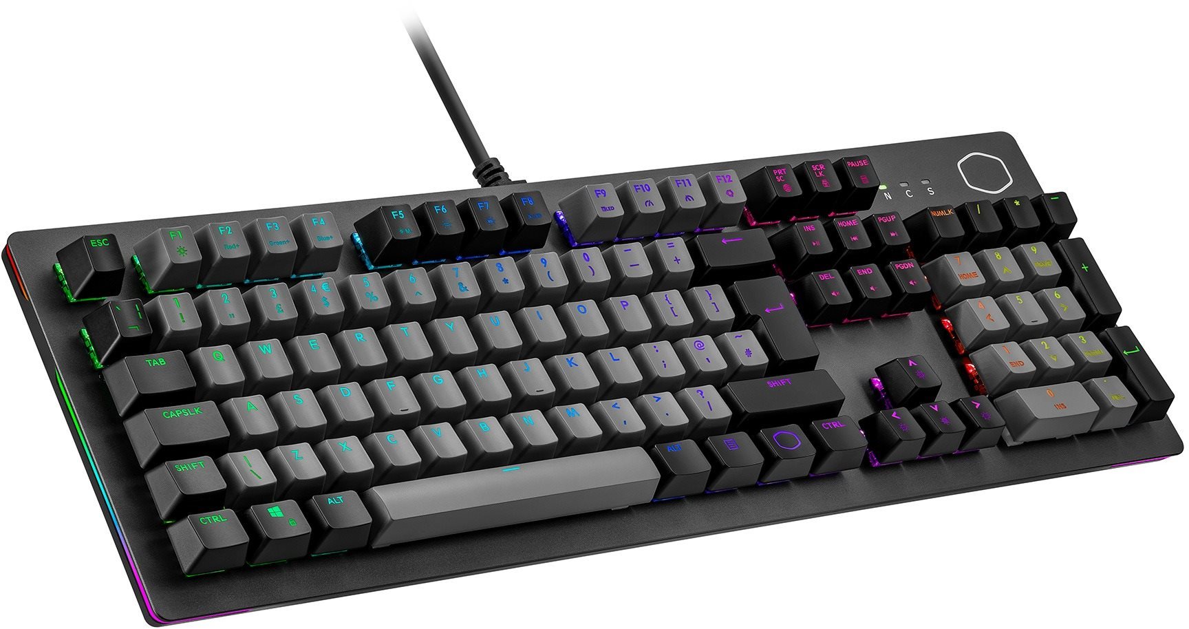 Gaming Keyboard Cooler Master CK352, Brown Switch, Grey - CZ/SK Lateral view