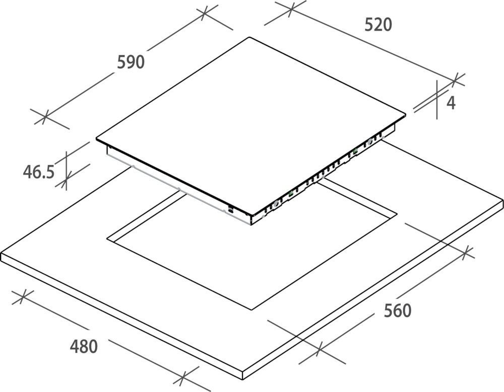 Cooktop CANDY CH64CCB Technical draft