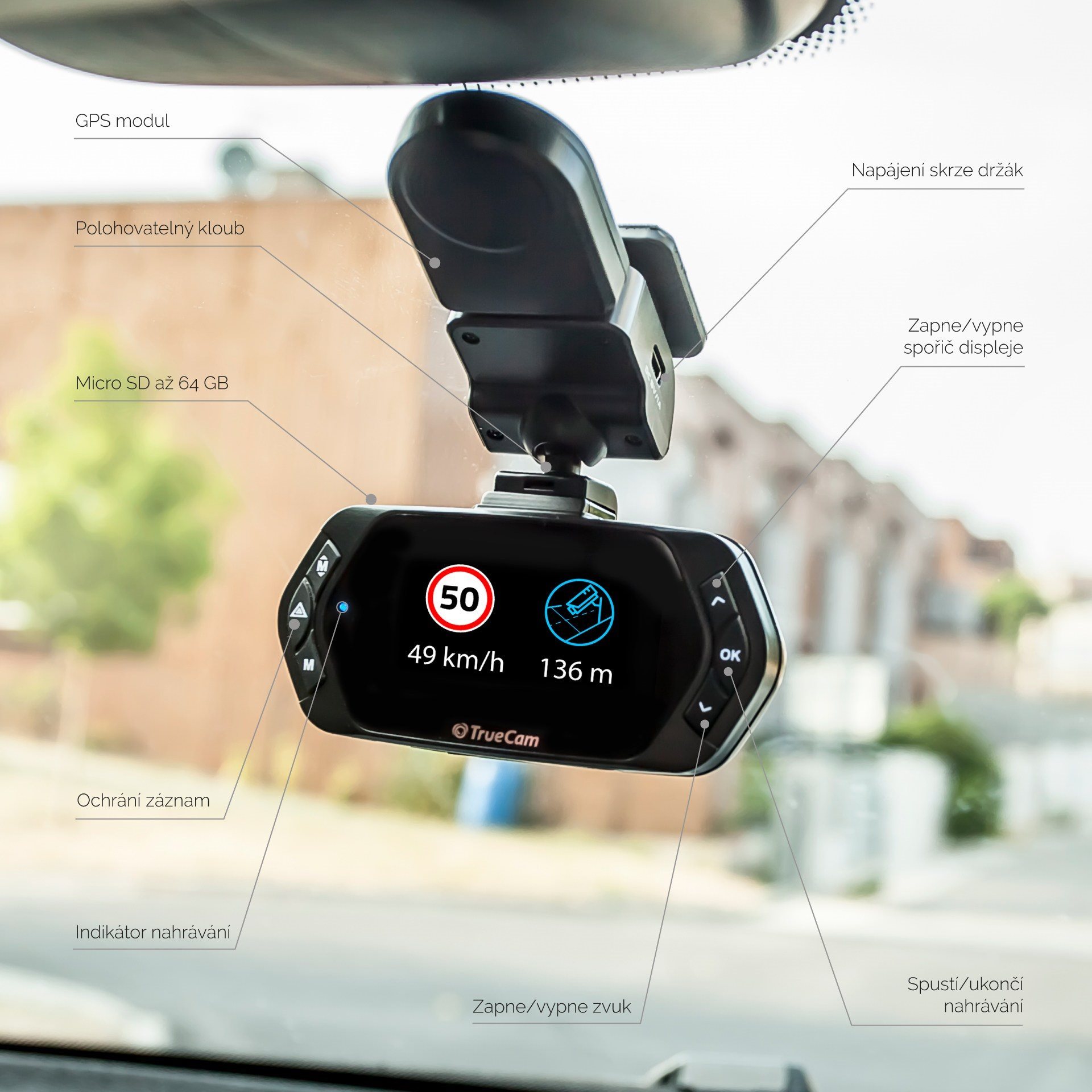 Kamera do auta TrueCam A5s GPS (s hlásením radarov) Lifestyle