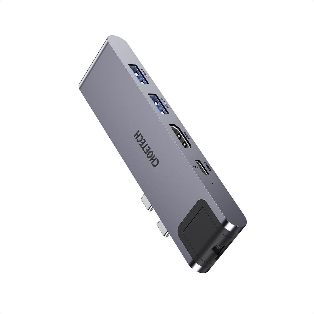 Docking Station Choetech 7-in-1 USB-C Multiport Adapter Lateral view