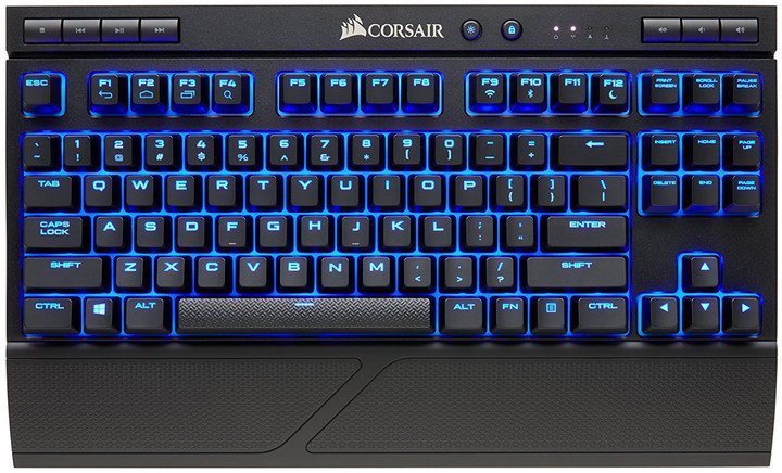 Gaming-Tastatur Corsair K63 Wireless Blue LED Cherry MX Red - US Screen